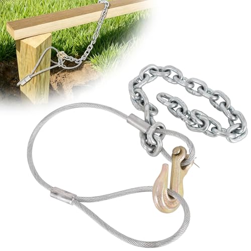 Fence Post Puller,Stump Remover Tool with Thickened 1/3″Wire Rope and Chain