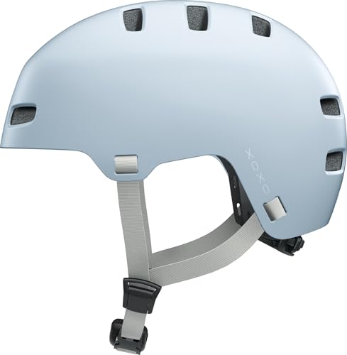 ABUS XOXO casco de ciclista, casco urbano en look skater, casco para monopatín, bicicleta, scooter, con mentonera optimizada, para adolescentes y adultos, talla L, azul