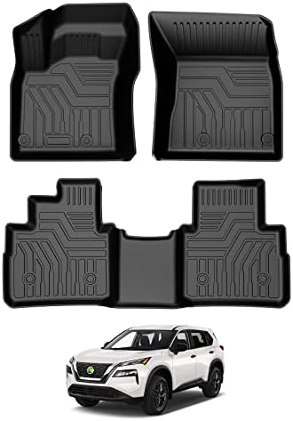 T TGBROS Custom Fit Floor Mats for Nissan Rogue 2021 2022 2023 All-Weather Floor Mat Liners Front & Rear Row Full Set Liner Black Non-Slip (No Sport Models)