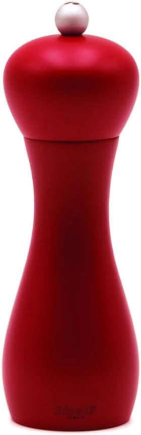 Bisetti Rimini 18 cm / 7 Inch Burgundy Beech Wood Pepper Mill with Adjustable Grinder