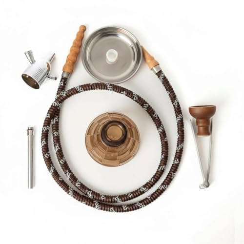Image of AL-Sheesh Petite Glass Hookah | Designer Alumunium 9 inch Inch Glass, Iron Hookah Set For Heavy Smoke | Perfect for Party (Brown)