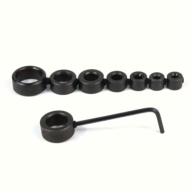 9PCS Drill Stop Collar Set 9-Piece Adjustable Depth 3-16mm with Hex Wrench for Precision Woodworking Drilling Home Workshop Use, Black