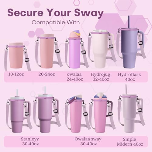 BKBY Water Bottle Strap Compatible with Owala Freesip Sway 30oz 40oz & Owala Freesip 24oz 32oz 40oz Water Bottle, Adjustable Braided Bottle Handle