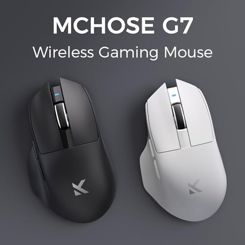Image of MCHOSE G7 Lightweight Ergonomic Wireless Mouse, PAW3311 12K DPI Sensor, Tri-Mode Connection, Wireless /Wired 1K Polling, 55g Weight, 800mAh Bettery (White)