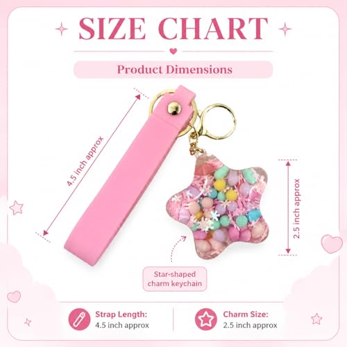Image of Wanna Party Star Shaped Beads Keychain with Pink Wrist Strap, Cute Bag Charm Key Ring for Girls, Backpack Accessories, Birthday Return Gifts, Party Favors, School Bag Decoration - 1PC