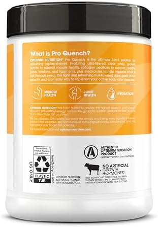 Optimum Nutrition Pro Quench Clear Whey Isolate Protein Powder | 20g Protein, Whey Isolate & Collagen | Sugar-Free Clear Protein Drink & Electrolyte Hydration Formula | 20 Servings, 520g (Tropical Orange Mango) — view 9