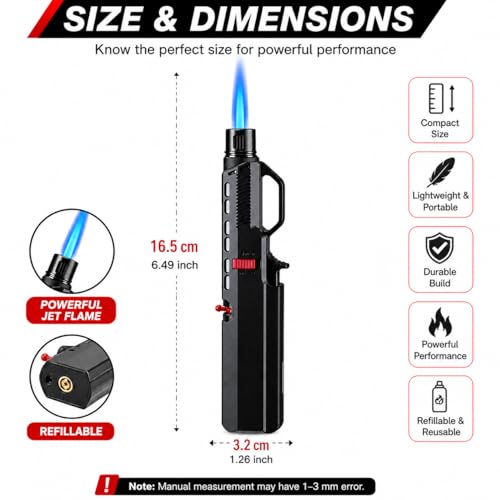 Image of INSTAMALL Windproof Refillable Ignition Flame Torch Butane Lighter Multicolor Pack of 1