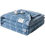 Surwin Colcha Bouti a Cuadros Moderno y Sencillo Colchas Acolchado para Cama Reversible Colcha para Primavera y Verano Edredón Respirable Suave Lavable Individual Matrimonio (Azules,200x230cm)