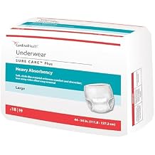 Cardinal HealthTM Protective Underwear, Sure CareTM Plus, Heavy Absorbency, Small/Medium, Pull-On Adult Disposable Underwear with Tear-Away Seams, Cloth-Like & Discreet Pack of 20
