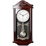Risveglio Orologio da parete a pendolo in mogano retrò con elegante design rettangolare, alimentato a batteria, silenzioso, decorazione per soggiorno
