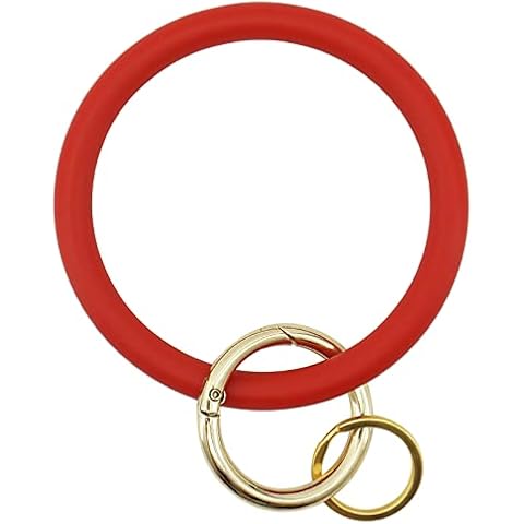 ETHOON Wristlet Keychain Circle Silicone Bangle Keyring Oversized Bracelet Key Ring Holder for Women, Power Red Cover