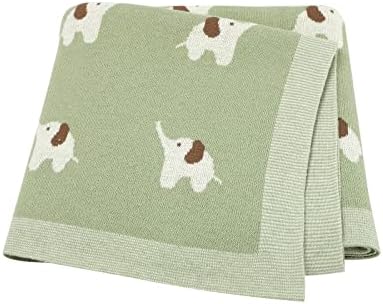 LAWKUL Baby Blanket 100% Cotton Knitted Newborn Babe Receiving Blankets Soft for Pram Infant Boy Girl Fawn Yellow 100x80cm