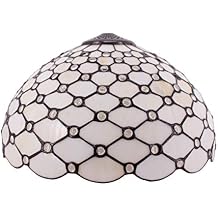Tiffany Lamp Shade Replacement W16H7 Inch Stained Glass Crystal Pear Bead Lampshade Fit For Table Lamps FLoor Lamp Ceiling Fixture 3 HooksPendant Hanging Light S005 WERFACTORY Home Office Decoration