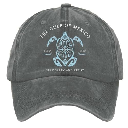 Gulf of Mexico Printed Casual Cap Gulf of Mexico Stay Salty and Resist Hats for Men Baseball Hats Unisex Casual Hat (US Alpha One Size Gray)