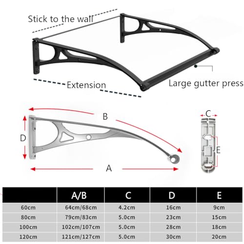 Toldo de aluminio champán para puerta de entrada, refugio de policarbonato transparente para exteriores, protección duradera contra la intemperie, pantalla de ventana de jardín con mesa de fregadero