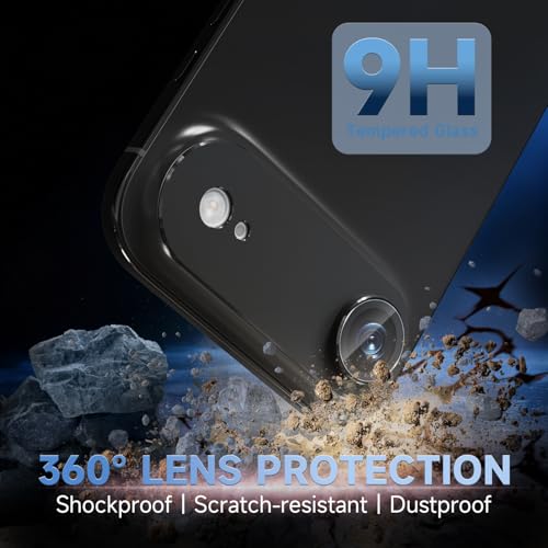 GratKit for iPhone 17 Air Camera Lens Protector, 9H Tempered Glass with Aluminum Alloy Frame Full Protective Cover, Case Friendly, Ultra HD, Night-Shot Friendly, Black — view 4