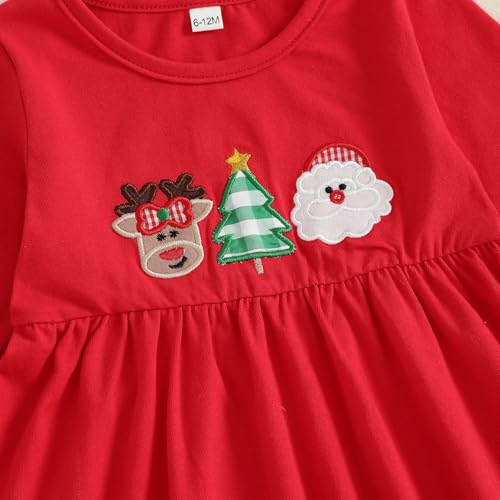 Toddler Baby Girl Christmas Outfit Tree Santa Claus Tunic Dress Top Ruffle Pants Set 2PCS Clothes4