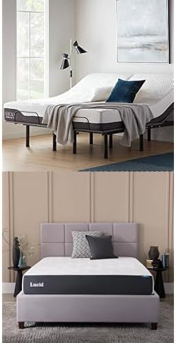 LUCID L150 Adjustable Bed Base - Head & Foot Incline 12" Memory Foam Mattress - Infused with Cooling Gel and Bamboo Charcoal - Twin XL