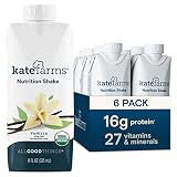 KATE FARMS Organic Vegan Plant Based Nutrition Shake, Vanilla, 16g of protein, 27 Vitamins and Miner