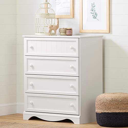 South Shore Savannah 4-Drawer Chest Pure White, Coastal #TOP15