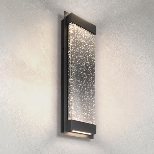 ASD 18" LED Outdoor Wall Sconce | Up-Down, Seeded Glass, Porch | Black