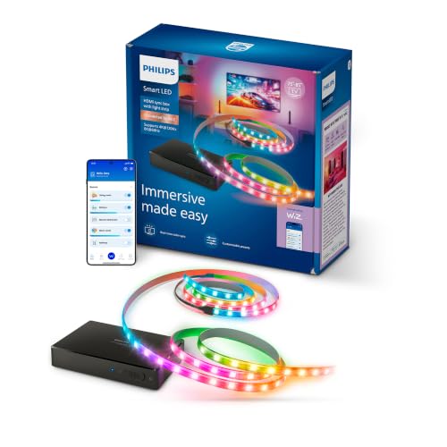 Philips HDMI Sync Box 2.1 – 8K, rétroéclairage TV 75–85 pouces, Ruban LED RGBIC