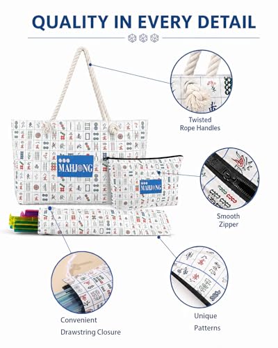 Bolsas americanas para Mahjong de lienzo, set 3 piezas miniatura 4