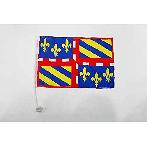 AZ FLAG - Drapeau Bourgogne Pour Décoration Voiture Avec Attaches En PVC Et Système d'Accroche - Car Flag Bourguignon - France - 100% Polyester - 50g - 45x30...