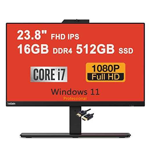 Lenovo ThinkCentre M90a 24 All-in-One Desktop Computer | 23.8" FHD IPS Anti-Glare (72% NTSC) | Intel 8-core i7-10700 Processor | 16GB DDR4 512GB SSD | USB-C 1080p Camera Win11Pro Black + HDMI Cable