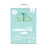 Bloomsbury Mill - Cellular Blankets Baby - Soft 100% Organic Cotton Baby Blanket - Pack of 2 - Essentials For Newborn - Ideal for Cot Bed, Travel, Car Seat, Pram, Moses Basket - Green 75x95cm