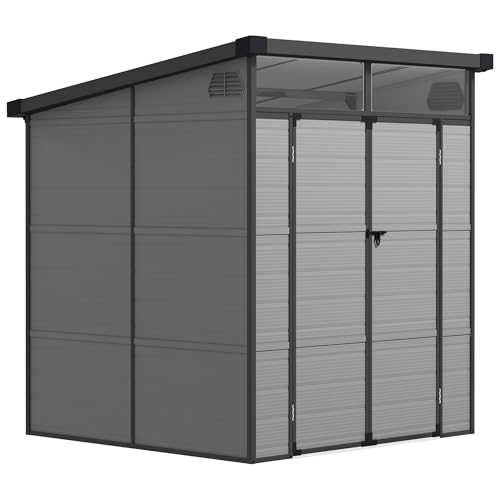 Outsunny Gerätehaus Kunststoff 3,24m³ 190x191x215cm Geräteschuppen mit Pultdach, Abschließbarer Tür, wetterfest Gartenhaus, Outdoor Garten Schuppen Schrank für Hinterhof, Außenbereich, Hellgrau Outsunny Gerätehaus Kunststoff 3,24m³ 190x191x215cm Geräteschuppen mit Pultdach, Abschließbarer Tür, wetterfest Gartenhaus, Outdoor Garten Schuppen Schrank für Hinterhof, Außenbereich, Hellgrau
