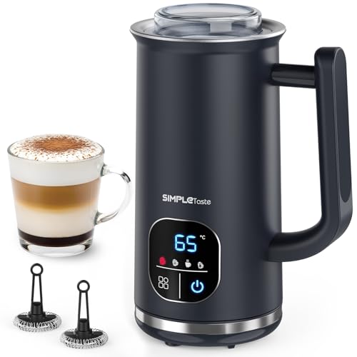 SIMPLETASTE Milchaufschäumer Elektrisch 4-in-1, Heißer & kalter Milchschaum, Milch erwärmen & Kakao, Antihaftbeschichtung, Automatische Abschaltung, Leise & BPA-frei, für Cappuccino & Latte