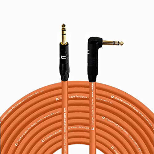 COLUBER CABLE 1/4" TRS Male to Right Angle 1/4" TRS - 150 Feet - Orange - Pro 3-Pin Microphone Connector for Powered Speakers, Audio Interface or Mixer for Live Performance & Recording