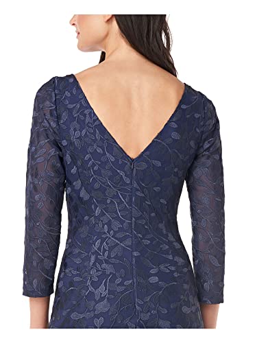 Js Collections Women's Leaf Embroidered Cocktail Dress With Slit At Center Back, Navy, 6 #TOP2