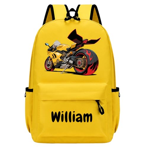 Generisch Personalisierter Kinderrucksack mit Name & Motiv – Wasserdichter Schulranzen Ergonomisch 10L für Kindergarten & Schule – Unisex für Jungen und Mädchen 36cm × 26cm (Gelb)