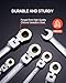 VEVOR Flex-Head Ratcheting Wrench Set, Nickel Plating, 8-piece Flexible Ratcheting Combination Wrench Set with Roll-up Pouch, CR-V, 72 Teeth, SAE 5/16-3/4