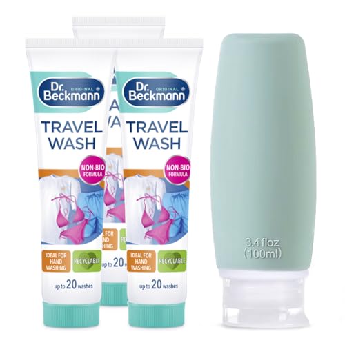 Non Bio Wash Gel (3 Pack) + 100ml Travel Bottle | Holiday Essentials and Toiletries for Women | Compact Size for Clothes Washing