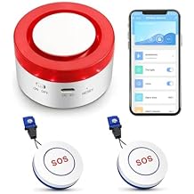 WiFi Caregiver Pager Call Button Wireless Nurse Alert Call Bell, Personal Alarm Call Button with App Alerts, Emergency Alert Pager for Elderly Patients 2 SOS Buttons+1 Siren