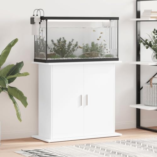 Nqyjm Support pour aquarium - Blanc - 81 x 36 x 73 cm - En bois - Meuble bas pour salon et bureau