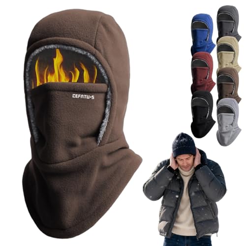 Homtrator Pasamontañas Grueso 3 en 1 para El Frío, Unisex, para Invierno, con Protección para El Cuello y Los Oídos, Gorro
