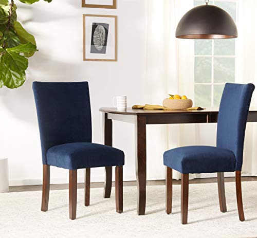 Homepop Parsons Classic Upholstered Accent Dining Chair, Set Of 2, Navy Velvet #TOP29