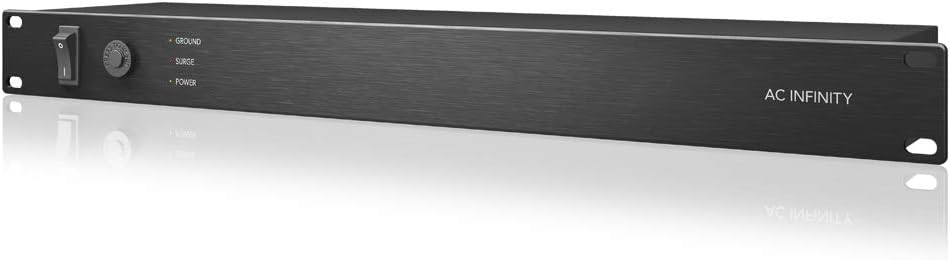 AC Infinity TESLACORE A1, Rackmount PDU with Surge Protector, 15A Circuit Breaker, 8 Rear Outlets, 15ft Power Cord, for AV Equipment