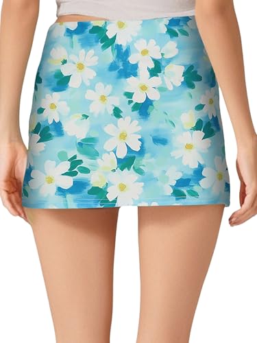 Jelory Womens Summer High Waist Bodycon A Line Mini Skirts Floral Print Casual Beach Vacation Short Skirt2