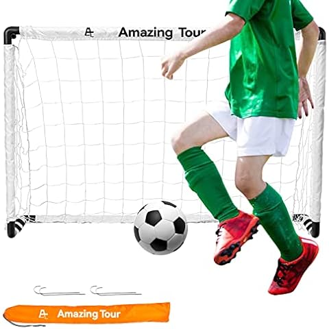 Hibtn Football Goal Pop Up Portable Soccer Goal Foldable 120x80x80cm for Kids the Garden Sport Games Training Practice Set Cover