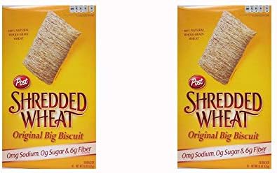 Post Shredded Wheat Original Cereal, No Sugar or Salt Added, 15-Ounce Boxes Pack of 2