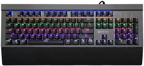 Live Tech F5 Mechanical Wired Gaming Keyboard RGB Multiple Mode LED Palm Rest Audible Anti-Ghosting Keyboard Alloy Panel Numeric Keypad and A Gold-Plated