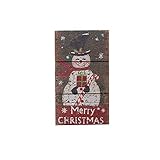 Waroom Home Holz-Wandschild, Tischschild, dekoratives Holzschild, Wandkunst, Dekoration, Hängeschild, getrimmtes Kastenschild, 17,8 x 10,2 cm, Merry Christmas (Schneemänner-Schild, 17,8 cm)