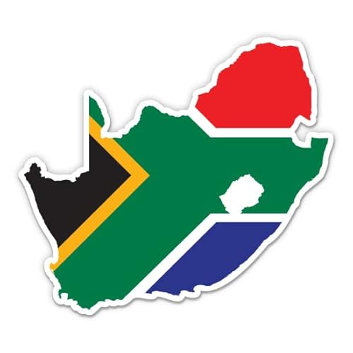 South Africa Flag Country Shape - 3" Vinyl Sticker - for Car Laptop Water Bottle Phone - Waterproof Decal