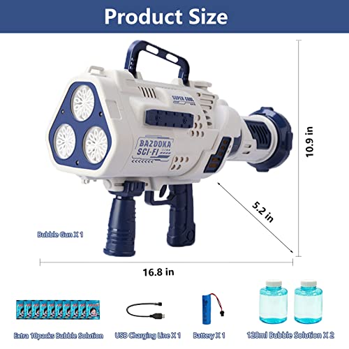 Bazooka Bubble Machine Gun - 30 Holes Automatic Bubble Gun, Bazooka Rocket Launcher Gun, Bubble Bazooka Gun Blaster With Lights For Parties, Wedding, Birthday - Gifts For Boys/Girls #TOP5