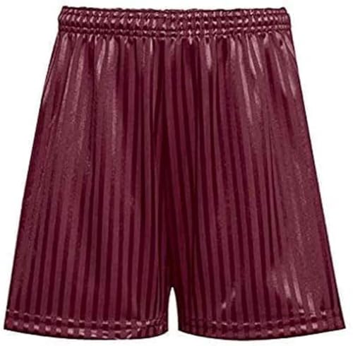 Image of RASH ACCESSORIES Boys Girls Kids Unisex Summer Striped PE Shorts with Drawstring Used Indoor Outdoor Sports Gym Cycling Football 7-8 Years (Maroon)